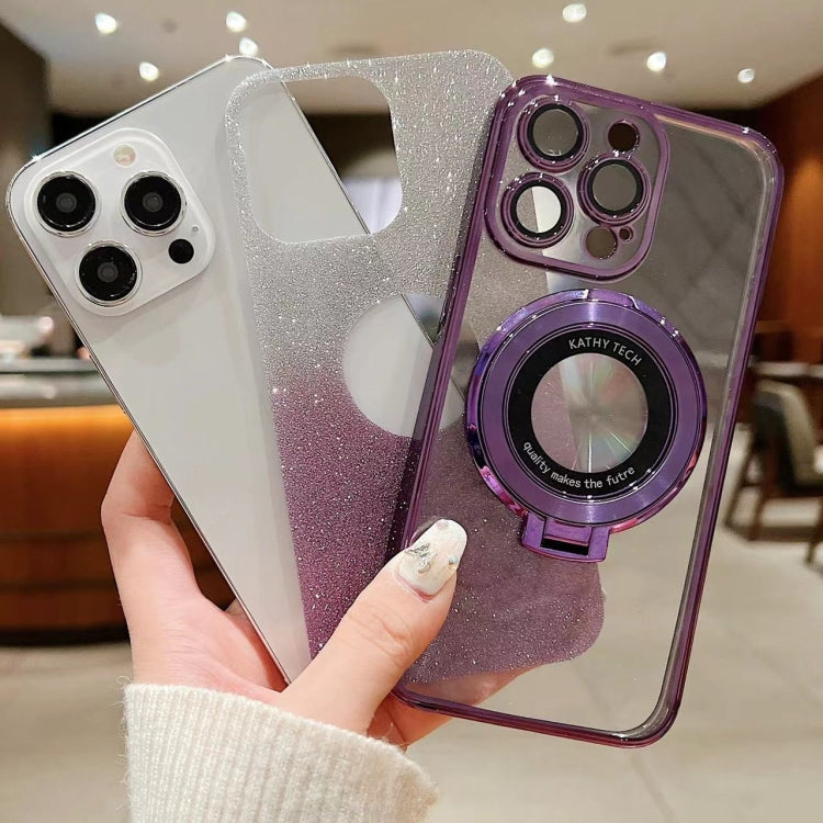 Electroplated Holder Gradient Glitter MagSafe Phone Case, For iPhone 12, For iPhone 12 Pro Max���...