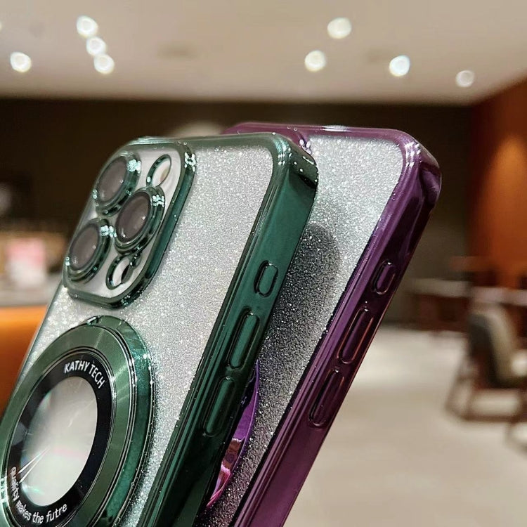 Electroplated Holder Gradient Glitter MagSafe Phone Case, For iPhone 16 Pro Max, For iPhone 16 Pr...