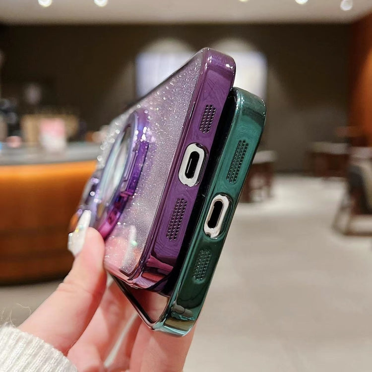 Electroplated Holder Gradient Glitter MagSafe Phone Case, For iPhone 16 Pro Max, For iPhone 16 Pr...