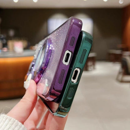 Electroplated Holder Gradient Glitter MagSafe Phone Case, For iPhone 12, For iPhone 12 Pro Max���...