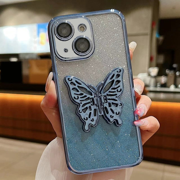 Electroplated Gradient Glitter 3D Butterfly TPU Phone Case, For iPhone 16 Pro Max, For iPhone 16 ...