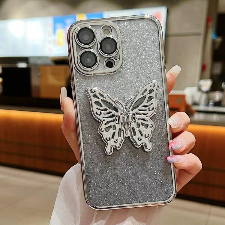 Electroplated Gradient Glitter 3D Butterfly TPU Phone Case, For iPhone 16 Pro Max, For iPhone 16 ...