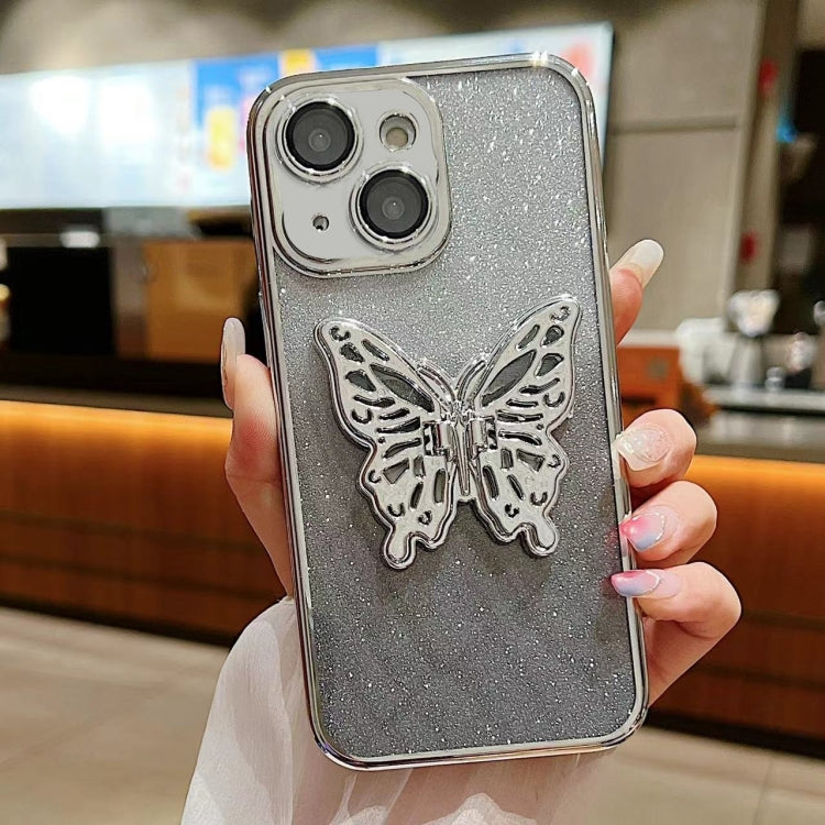 Electroplated Gradient Glitter 3D Butterfly TPU Phone Case, For iPhone 16 Pro Max, For iPhone 16 ...