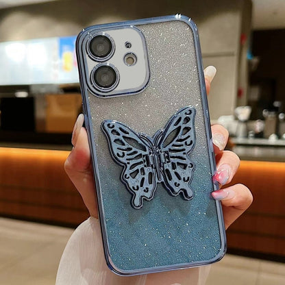 Electroplated Gradient Glitter 3D Butterfly TPU Phone Case, For iPhone 16 Pro Max, For iPhone 16 ...
