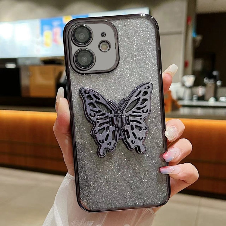 Electroplated Gradient Glitter 3D Butterfly TPU Phone Case, For iPhone 16 Pro Max, For iPhone 16 ...
