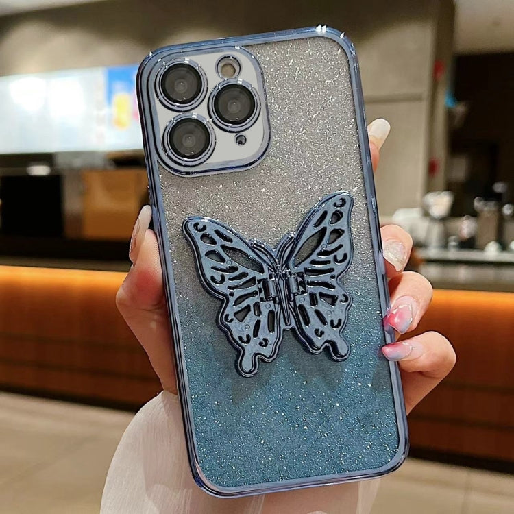 Electroplated Gradient Glitter 3D Butterfly TPU Phone Case, For iPhone 11 Pro Max, For iPhone 11�...