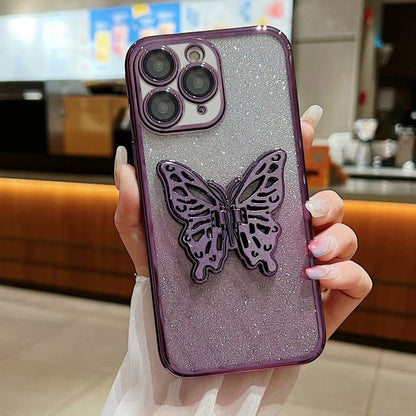 Electroplated Gradient Glitter 3D Butterfly TPU Phone Case, For iPhone 11 Pro Max, For iPhone 11�...