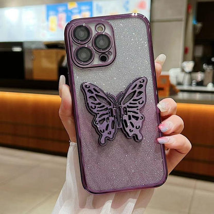 Electroplated Gradient Glitter 3D Butterfly TPU Phone Case
