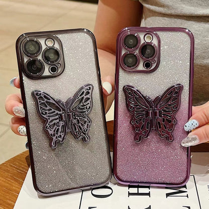 Electroplated Gradient Glitter 3D Butterfly TPU Phone Case, For iPhone 11 Pro Max, For iPhone 11�...