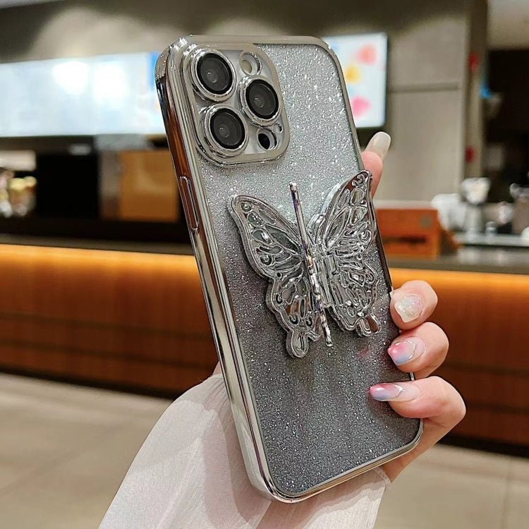 Electroplated Gradient Glitter 3D Butterfly TPU Phone Case, For iPhone 16 Pro Max, For iPhone 16 ...
