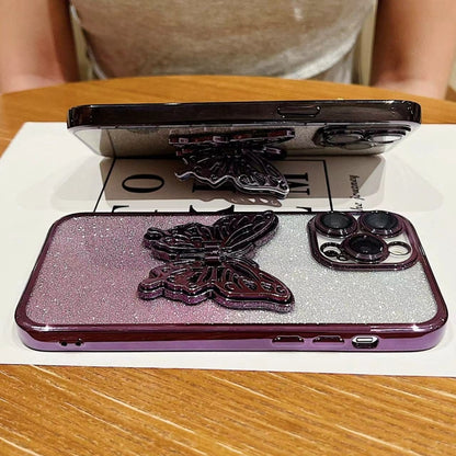 Electroplated Gradient Glitter 3D Butterfly TPU Phone Case