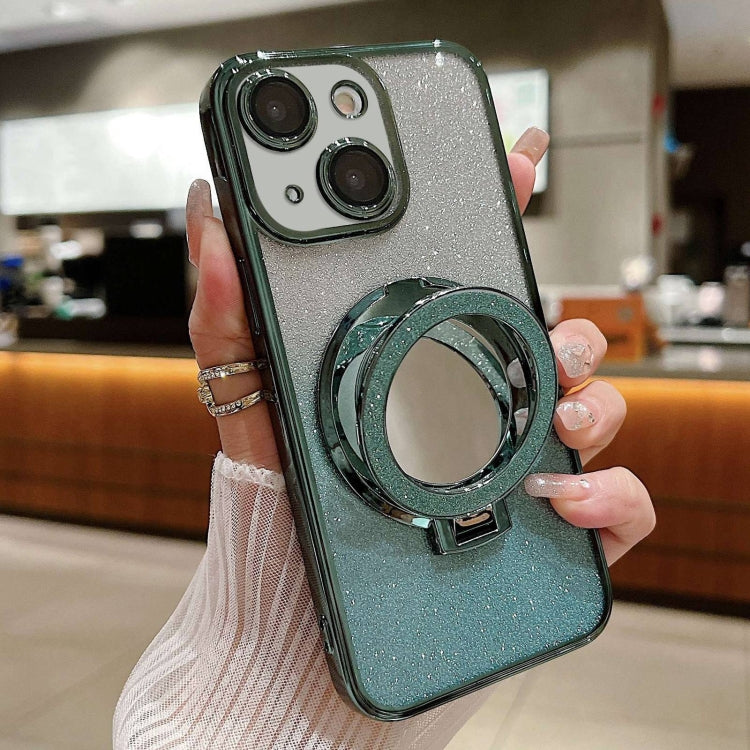 Plated Mirror Holder Gradient Glitter MagSafe Phone Case, For iPhone 16 Pro Max, For iPhone 16 Pr...
