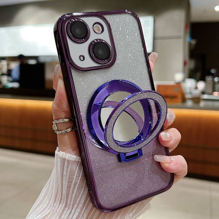 Plated Mirror Holder Gradient Glitter MagSafe Phone Case, For iPhone 16 Pro Max, For iPhone 16 Pr...