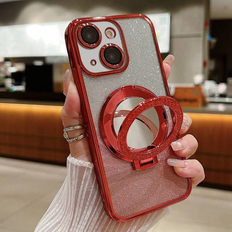 Plated Mirror Holder Gradient Glitter MagSafe Phone Case, For iPhone 16 Pro Max, For iPhone 16 Pr...