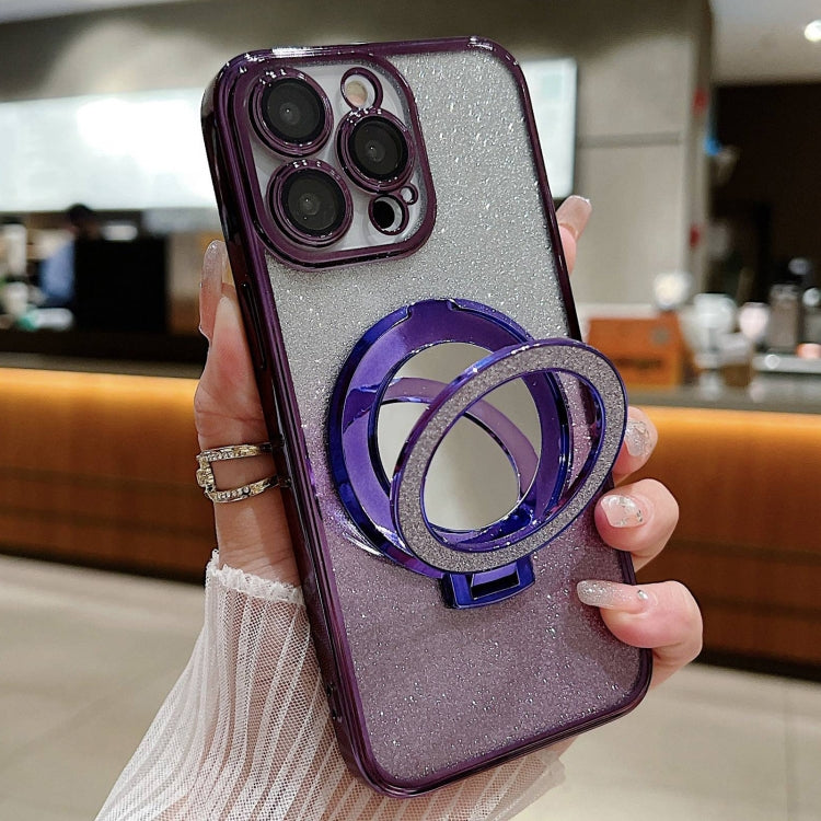 Plated Mirror Holder Gradient Glitter MagSafe Phone Case, For iPhone 13 Pro Max, For iPhone 13 Pr...