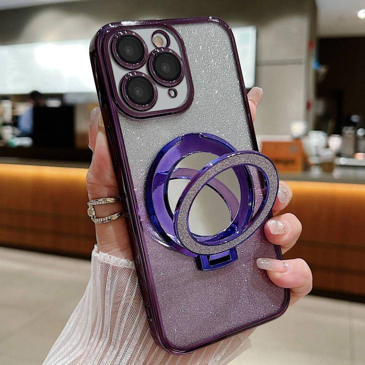 Plated Mirror Holder Gradient Glitter MagSafe Phone Case, For iPhone 13 Pro Max, For iPhone 13 Pr...