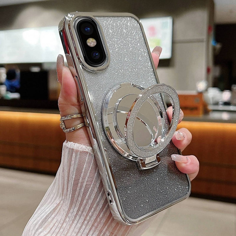 Plated Mirror Holder Gradient Glitter MagSafe Phone Case, For iPhone XS Max����������������������...