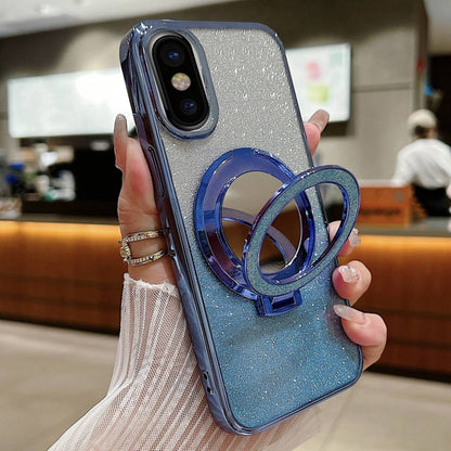 Plated Mirror Holder Gradient Glitter MagSafe Phone Case, For iPhone XS Max����������������������...