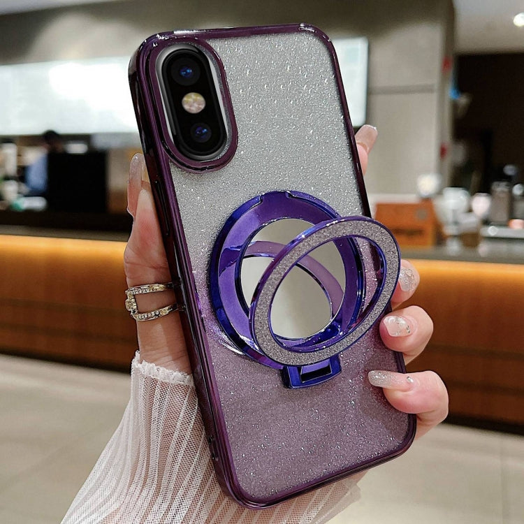 Plated Mirror Holder Gradient Glitter MagSafe Phone Case, For iPhone XS Max����������������������...