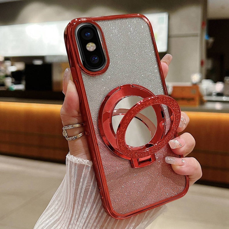 Plated Mirror Holder Gradient Glitter MagSafe Phone Case, For iPhone XS Max����������������������...