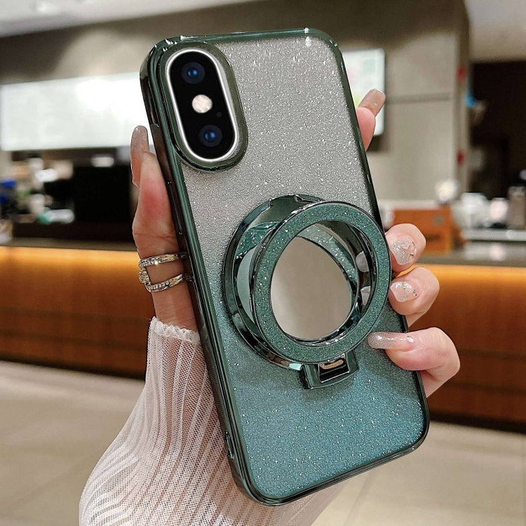 Plated Mirror Holder Gradient Glitter MagSafe Phone Case, For iPhone XS Max����������������������...