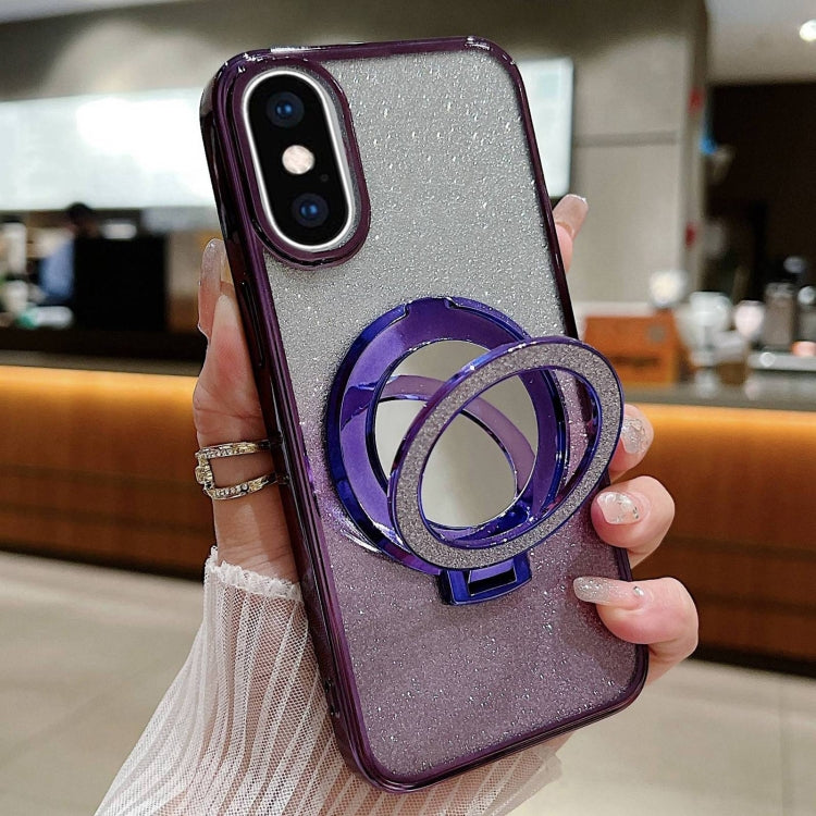 Plated Mirror Holder Gradient Glitter MagSafe Phone Case, For iPhone XS Max����������������������...