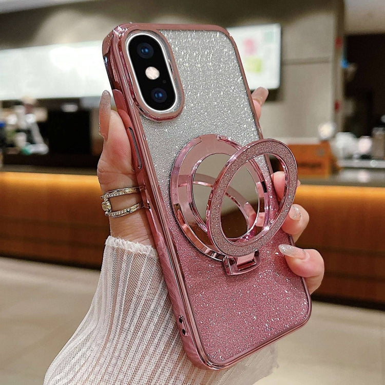 Plated Mirror Holder Gradient Glitter MagSafe Phone Case, For iPhone XS Max����������������������...