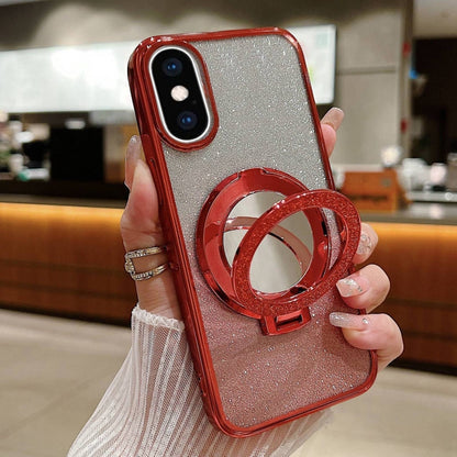Plated Mirror Holder Gradient Glitter MagSafe Phone Case, For iPhone XS Max����������������������...