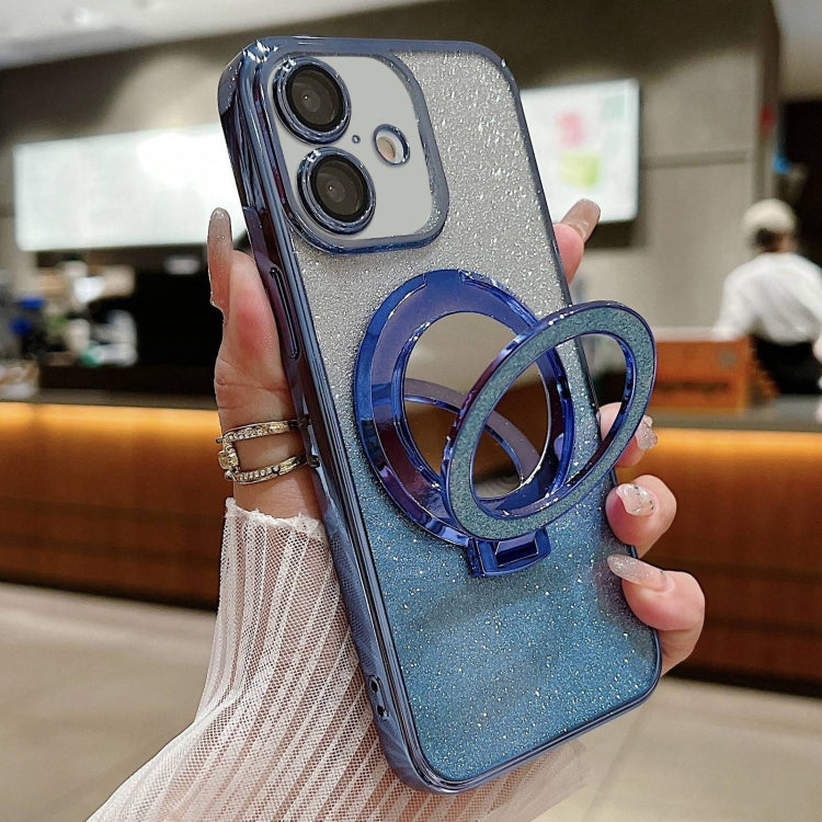 Plated Mirror Holder Gradient Glitter MagSafe Phone Case, For iPhone 16 Pro Max, For iPhone 16 Pr...