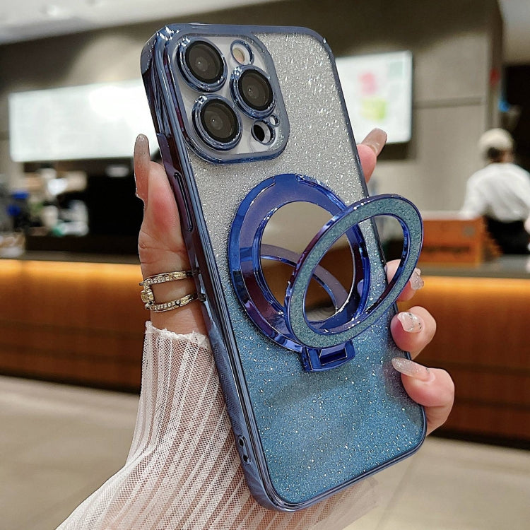 Plated Mirror Holder Gradient Glitter MagSafe Phone Case, For iPhone 16 Pro Max, For iPhone 16 Pr...