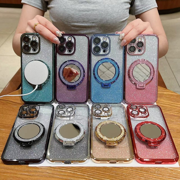 Plated Mirror Holder Gradient Glitter MagSafe Phone Case, For iPhone XS Max����������������������...