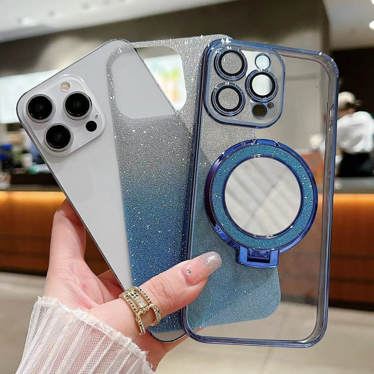 Plated Mirror Holder Gradient Glitter MagSafe Phone Case, For iPhone 16 Pro Max, For iPhone 16 Pr...