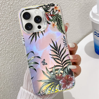 Electroplating Laser Flower Texture TPU Phone Case, For iPhone 16 Pro Max, For iPhone 16 Pro�����...