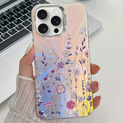 Electroplating Laser Flower Texture TPU Phone Case, For iPhone 15 Pro, For iPhone 15, For iPhone ...
