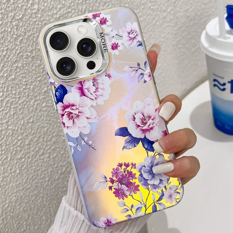 Electroplating Laser Flower Texture TPU Phone Case, For iPhone 15 Pro, For iPhone 15, For iPhone ...