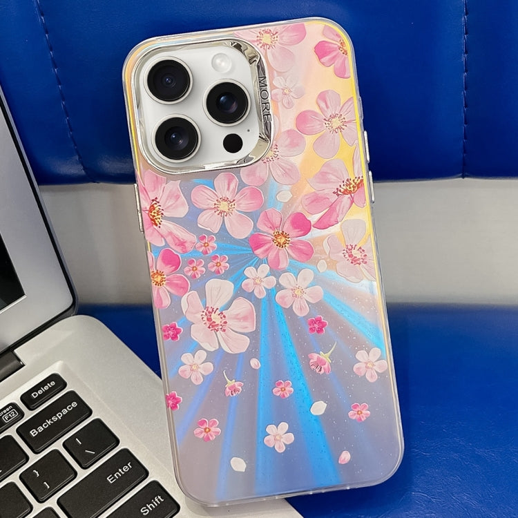 Electroplating Laser Flower Texture TPU Phone Case, For iPhone 15 Pro, For iPhone 15, For iPhone ...