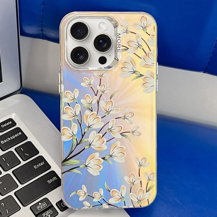 Electroplating Laser Flower Texture TPU Phone Case, For iPhone 15 Pro, For iPhone 15, For iPhone ...