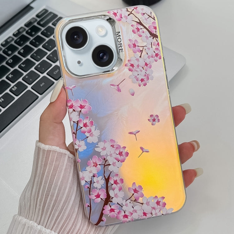 Electroplating Laser Flower Texture TPU Phone Case, For iPhone 15 Pro, For iPhone 15, For iPhone ...