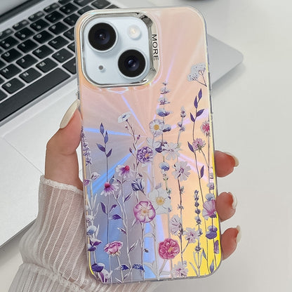Electroplating Laser Flower Texture TPU Phone Case, For iPhone 15 Pro, For iPhone 15, For iPhone ...