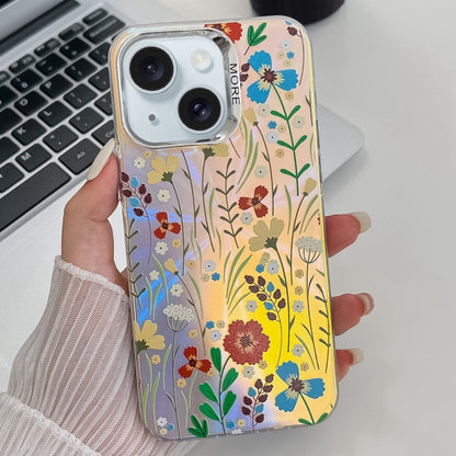 Electroplating Laser Flower Texture TPU Phone Case, For iPhone 15 Pro, For iPhone 15, For iPhone ...