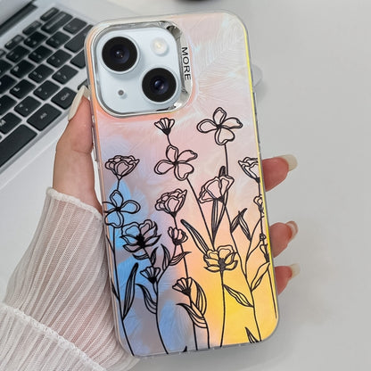 Electroplating Laser Flower Texture TPU Phone Case, For iPhone 15 Pro, For iPhone 15, For iPhone ...