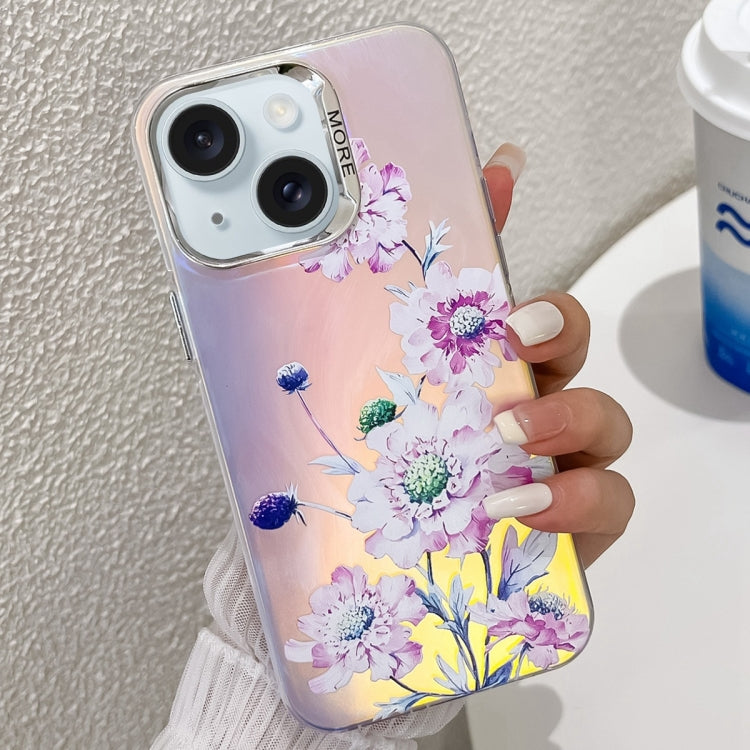 Electroplating Laser Flower Texture TPU Phone Case, For iPhone 15 Pro, For iPhone 15, For iPhone ...