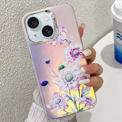 Electroplating Laser Flower Texture TPU Phone Case, For iPhone 15 Pro, For iPhone 15, For iPhone ...