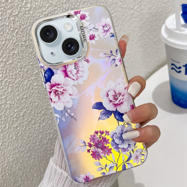 Electroplating Laser Flower Texture TPU Phone Case, For iPhone 15 Pro, For iPhone 15, For iPhone ...