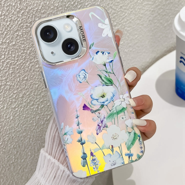Electroplating Laser Flower Texture TPU Phone Case, For iPhone 15 Pro, For iPhone 15, For iPhone ...