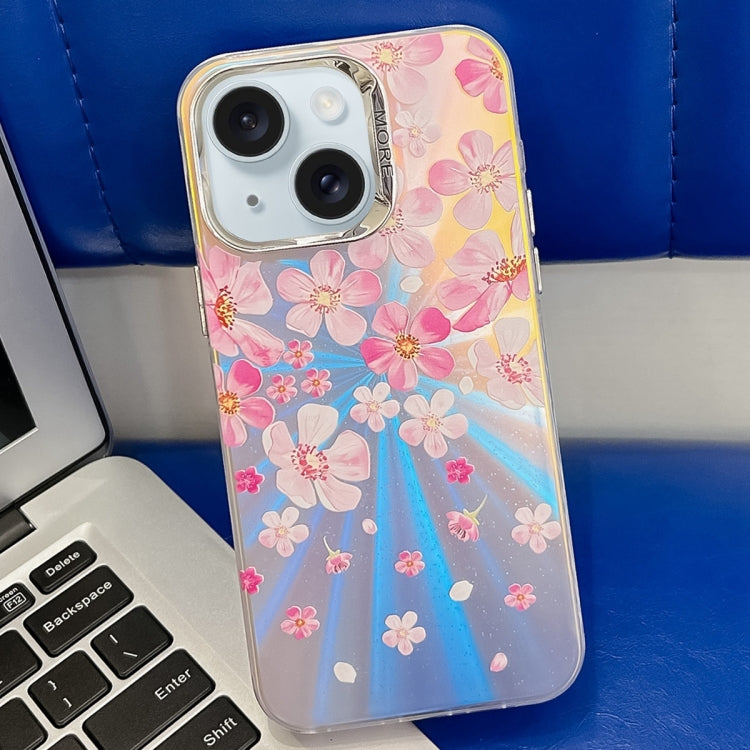 Electroplating Laser Flower Texture TPU Phone Case, For iPhone 15 Pro, For iPhone 15, For iPhone ...