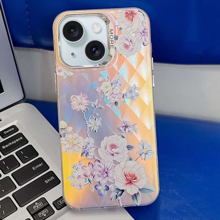 Electroplating Laser Flower Texture TPU Phone Case, For iPhone 15 Pro, For iPhone 15, For iPhone ...