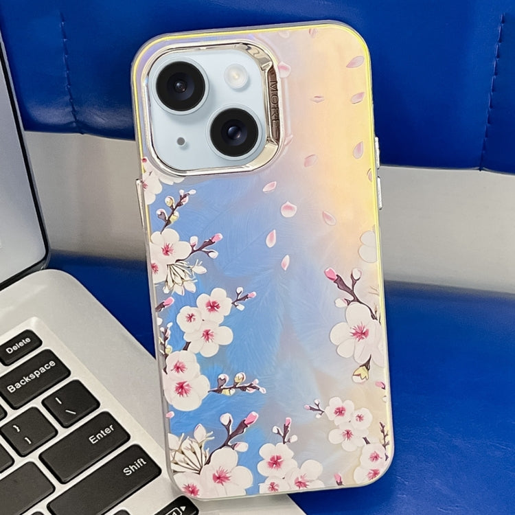 Electroplating Laser Flower Texture TPU Phone Case, For iPhone 15 Pro, For iPhone 15, For iPhone ...