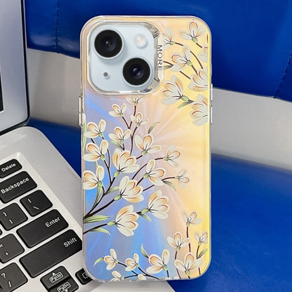 Electroplating Laser Flower Texture TPU Phone Case, For iPhone 15 Pro, For iPhone 15, For iPhone ...
