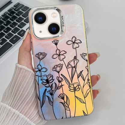 Electroplating Laser Flower Texture TPU Phone Case, For iPhone 15 Pro, For iPhone 15, For iPhone ...